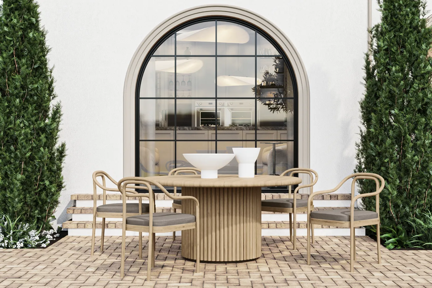 Dining under a pergola
